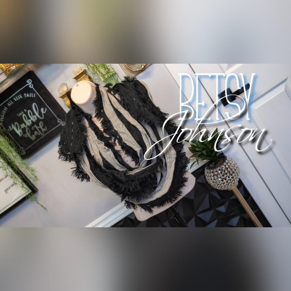 Black & Grey Betsey Johnson Extra Long Infinity Scarf